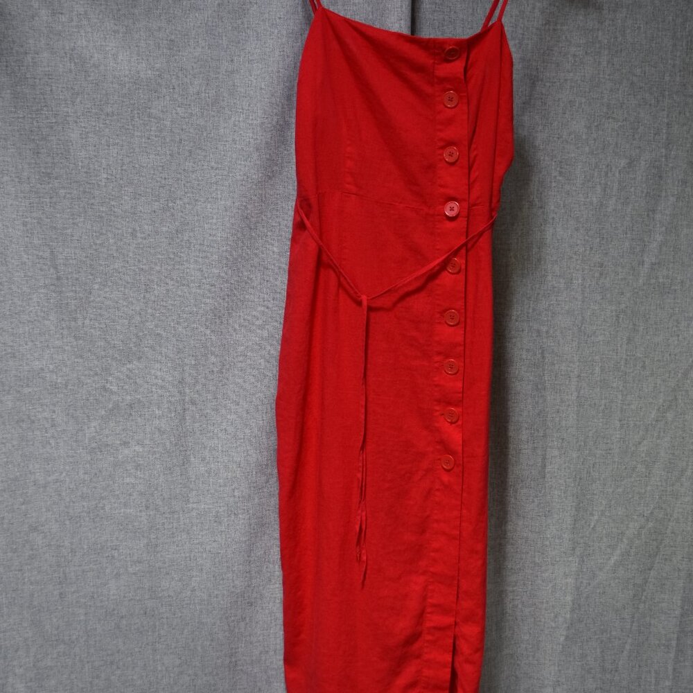 Urban Outfitters Red Button-Front Midi Dress L